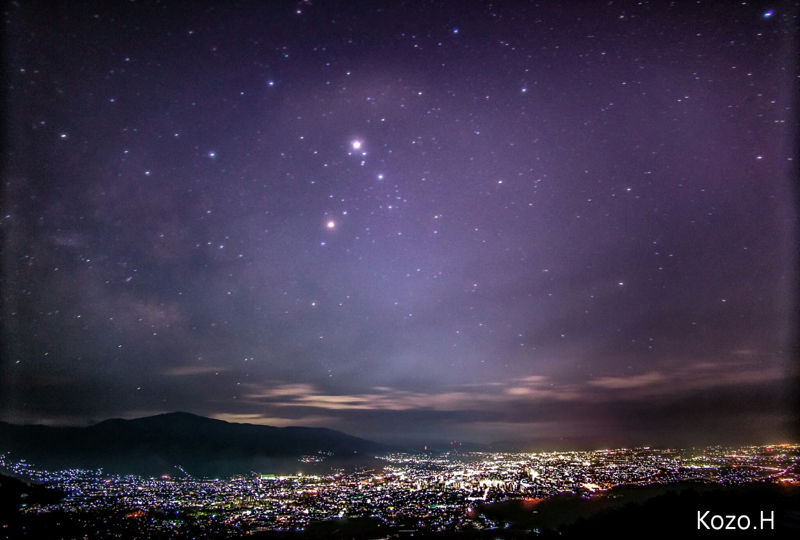 夜景と天の川の星景写真 信州の風景 星景写真 タイムラプス動画